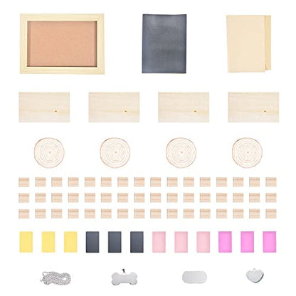 77pcs Longer Laser Engraving Material Kit DIY Material Package for Custom Business Card Metal Plywood Pet ID Keychain