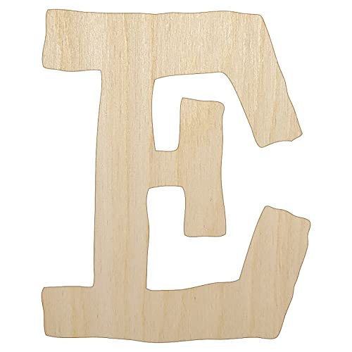 Letter E Uppercase Cute Typewriter Font Unfinished Wood Shape Piece Cutout for DIY Craft Projects - 1/4 Inch Thick - 6.25 Inch Size - WoodArtSupply