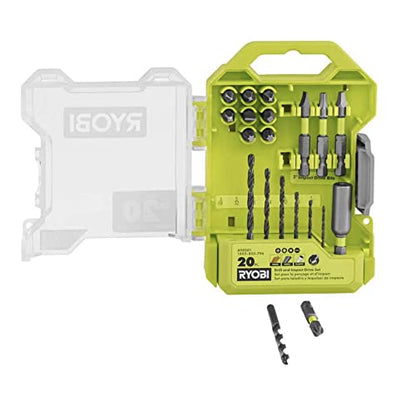 Cordless 1/2 inch Power Drill Driver Bundle with Ryobi Drill, (2) 18-Volt Batteries, Charger, 20 Piece Multipurpose Drill Bit Set and Buho Tool Bag - WoodArtSupply