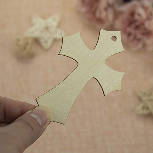 20pcs Wooden Cross Hanging Ornaments Cross Shaped Wood DIY Crafts Cutouts with Hole Hemp Ropes Gift Tags for Wedding Birthday Halloween Christmas