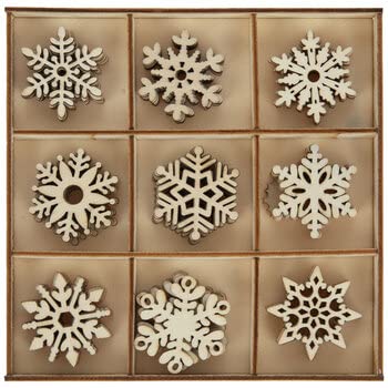 Mini Laser Cuts Wood Shape Christmas Holiday Snowflakes - 54 Pieces Christmas Crafts