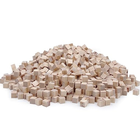Wood Cubes for Crafts, 1 cm Wooden Blocks, 300 Pcs Natural Wooden Blocks, Unfinished Wood Crafts Wood Square Blocks for Arts and DIY Projects Puzzle SPKESE