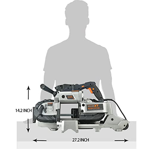 MAXXT Band Saw with Lightweight Aluminum Base 10 Amp 5 Inch Deep Cut Variable Speed Handheld Automatic Multipurpose Cut with Carrying Wheels Portable - WoodArtSupply