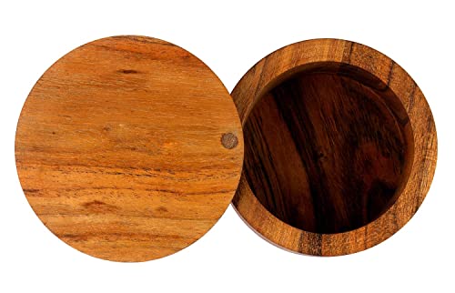 Kaizen Casa Acacia Wood Salt or Spice Box with Swivel Cover perfect for keeping table salt, gourmet salts, herbs or favorite seasonings, close at Kaizen Casa