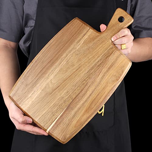 Best Acacia Wood Cutting Board with Handle Wooden Charcuterie Board Kitchen Chopping Boards for Bread Meat Cutting boards Fruit Cheese Serving Board Ayiaren