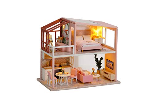 Flever Wooden DIY Dollhouse Kit, 1:32 Scale Miniature with Furniture, Dust Proof Cover, Creative Craft Gift with The Nordic Apartmen for Lovers and