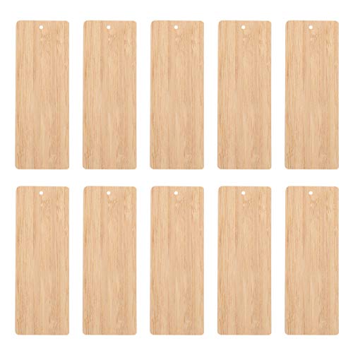 Healifty 10pcs Blank Bamboo Bookmark DIY Wooden Bookmarks Unfinished Wood Hanging Tags with Holes for DIY Crafts Wedding Birthday Party Decor - WoodArtSupply