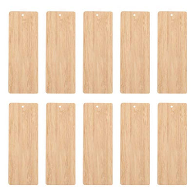 Healifty 10pcs Blank Bamboo Bookmark DIY Wooden Bookmarks Unfinished Wood Hanging Tags with Holes for DIY Crafts Wedding Birthday Party Decor