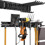 INCLY Garage Tool Organizer Wall Mount, 48 Inch Garden Yard Tools Wall Storage, Adjustable Heavy Duty Steel Garage Organization System with 3 Racks & INCLY