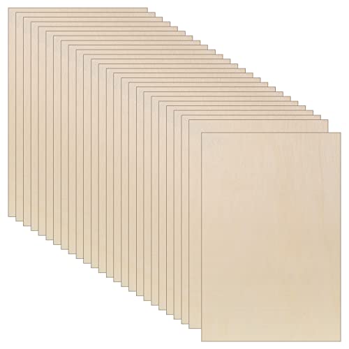 Vicenpal 24 Pcs 1/8 Inch Balsa Wood Sheets for Crafts 3 mm Thick Craft Wood Unfinished Plywood Thin Wood Sheets for Drawing Painting Engraving Laser