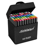 alchilalart 80-Colors Alcohol Based Markers, Alcohol Markers Set, Dual Tip Alcohol Sketching Drawing Markers Animation for Adults Kids alchilalart