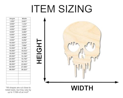 Unfinished Wood Dripping Skull Shape | Halloween Craft Cutout | up to 24" DIY 4" / 1/4" - WoodArtSupply