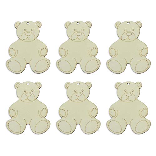 Lilyzhu 20-Pack Wooden Bear Shaped Cutouts Hanging Wood Sign for DIY Crafts (3.2 x 3.8 x 0.1 in) - WoodArtSupply