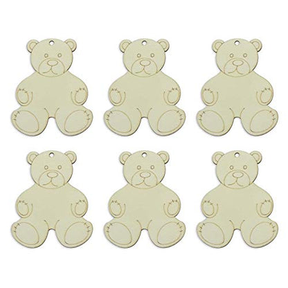 Lilyzhu 20-Pack Wooden Bear Shaped Cutouts Hanging Wood Sign for DIY Crafts (3.2 x 3.8 x 0.1 in) - WoodArtSupply