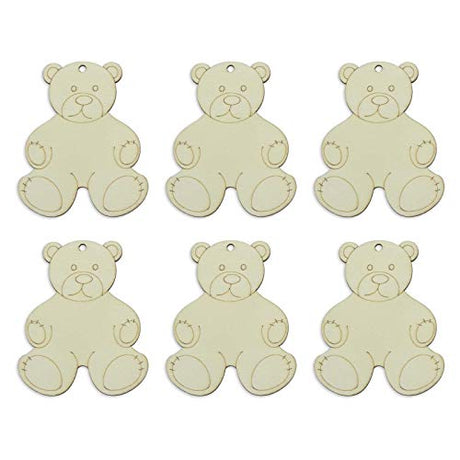 Lilyzhu 20-Pack Wooden Bear Shaped Cutouts Hanging Wood Sign for DIY Crafts (3.2 x 3.8 x 0.1 in) Lilyzhu