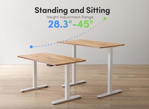 FEZIBO Electric Standing Desk, 63 x 24 Inches Height Adjustable Stand up Desk, Sit Stand Home Office Desk, Computer Desk, Light Rustic