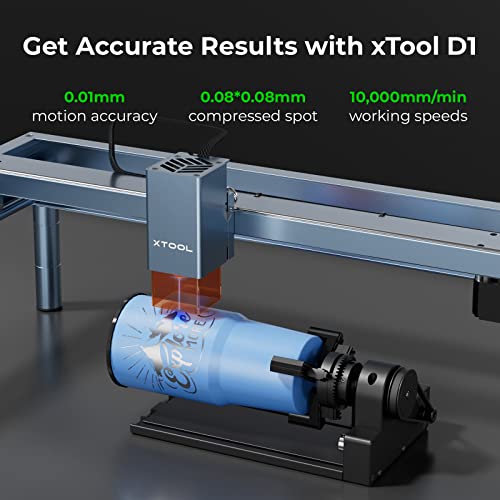 xTool RA2 Pro for xTool P2, S1, D1 Pro, F1, M1 and Most Laser Engraver (with Riser), Jaw Chuck Rotary, Y-axis Rotary Roller Engraving Module for