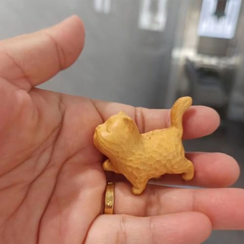 Dsadrwq 1 Pcs Wooden Carved Cat Ornaments Handmade Wood Carved Cats Cat Memorial Statues Cat Figurines for Home Decor Accents Dsadrwq