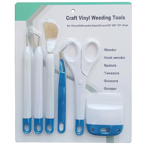 Craft Weeding Tools for Vinyl, 6 Pieces Craft Vinyl Weeding Tool Kit, Basic Tool Set for Silhouette Cameo Crafting and DIYs (Peacock Blue) - WoodArtSupply