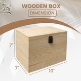 10x7x7-Inch Unfinished Wooden Box with Hinged Lid & Front Clasp for DIY Art Project Crafts Woodcraft Keepsake - Easy to Stain Paint Wood Burning VIKOS Products