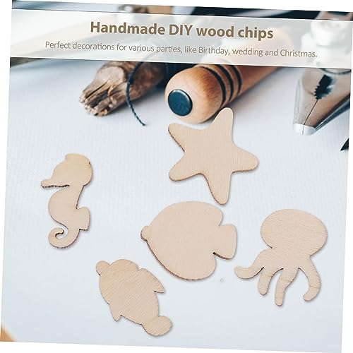 COHEALI 200 Pcs Crafts for Kids Unpainted Wood Disc Nautical Wood Shapes Unfinished Wood Slices Seahorse Cutout Shapes Woodsy Decor Ocean Decor Craft COHEALI