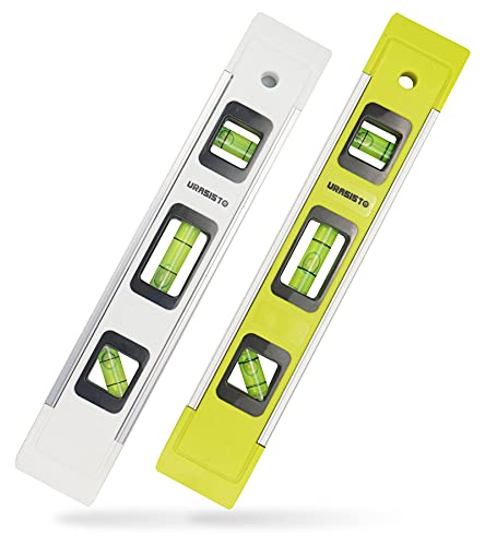 URASISTO 2 Pack Torpedo Level 9-INCH Level with 45°/90°/180° Bubbles, Small Measuring Tool URASISTO
