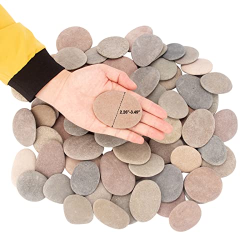 [About 97 PCS - 102 PCS](18.2 Pounds) Painting Rocks,2.26"-3.49" River Rocks,Flat Stones,Craft Rocks,DIY Rocks CFKJ