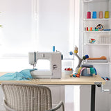 WORKPRO 60” Height Adjustable Work Table with Crank Handle and Casters, 60” x 24” Wooden Top Standing Desk Workbench, Heights from 29”-38”, 500 Lbs WORKPRO