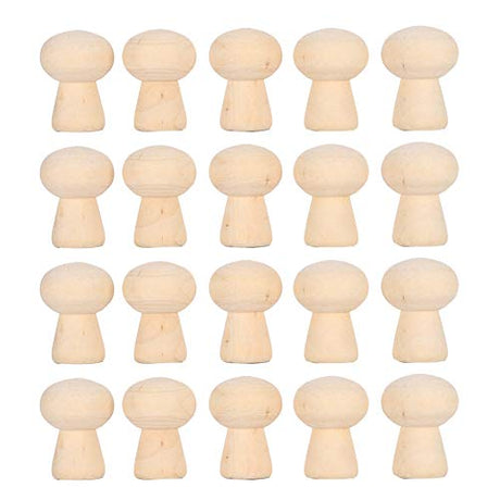 20 PCS Unfinished Wood Mushrooms Peg Dolls Bodies Mushroom Head for DIY Decoration Arts and Crafts Birch and Maple Wood Turnings GLOGLOW