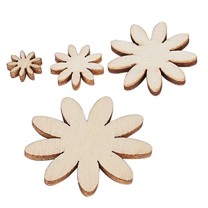 250Pcs Flower Shape Unfinished Wooden Flower Slices Wooden Flowers Wood Cutout with Mixed Sizes for Christmas Wedding Party DIY Crafts Decor - WoodArtSupply