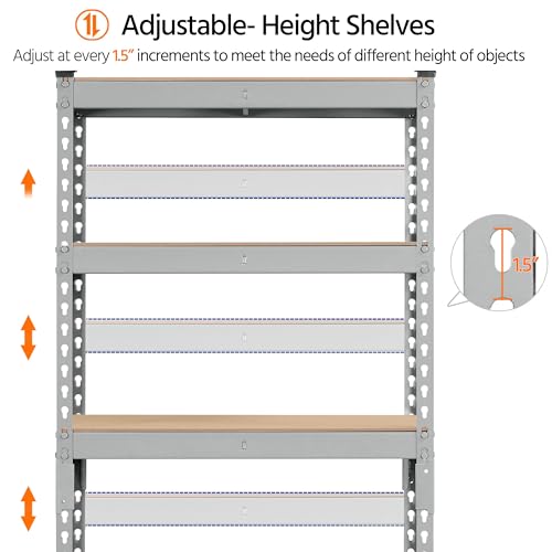 Topeakmart 5-Tier Utility Shelves, Metal Storage Shelves Garage Shelving Unit Adjustable Garage Storage Shelves Storage Racks Heavy Duty Shed - WoodArtSupply