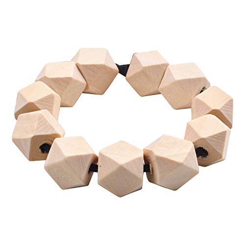 Jdesun 60 Pieces Geometric Shape Wood Beads, 0.55 Inches Unfinished Wooden Spacer Beads Craft Balls for DIY Arts Projects Jewelry Making Jdesun