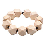 Jdesun 60 Pieces Geometric Shape Wood Beads, 0.55 Inches Unfinished Wooden Spacer Beads Craft Balls for DIY Arts Projects Jewelry Making Jdesun