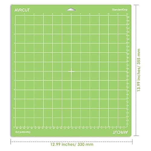 AIRCUT Standard Grip Cutting mat for Cricut Maker/Explore Air 2/Air/One(12x12 Inch, 3 Mats) Standard Adhesive Sticky Green Quilting Cricket Cutting AIRCUT