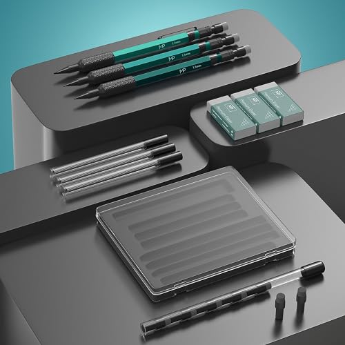 Mr. Pen- Metal Mechanical Pencils Set with Lead and Eraser Refills, 3 Pack, 1.3 mm Mechanical Pencil Metal, Metal Mechanical Pencil for Sketching, Mr. Pen