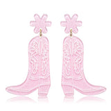 Cowgirl Boot Earrings Acrylic Cowboy Boots Earrings for Women Girls Western Country Let’s Go Girls Cowgirl Hat Shoe Resin Drop Dangle Earring HSWE