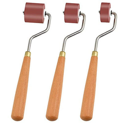 Milkary Rubber Rollers Brayer, 3 Pcs Brayer Ink Roller with Comfort Grip for Print, Craft Stamping Brayers, Stamping Tools