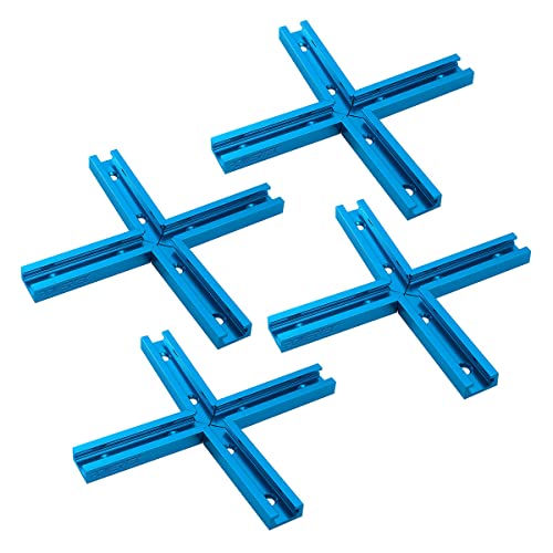 POWERTEC 71609-P4 3" T-Track Intersection Kit with Predrilled Mounting Holes, 4 Sets, For Universal T track, Aluminum T Track Accessories for - WoodArtSupply