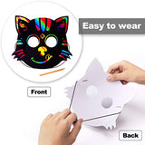 KXCOFTXI Halloween Mask Craft Kit for Kids, 52 Pcs Kids Magic Scratch Paper Animal Masks, DIY Rainbow Scratch Art Masks for Halloween and Animal KXCOFTXI