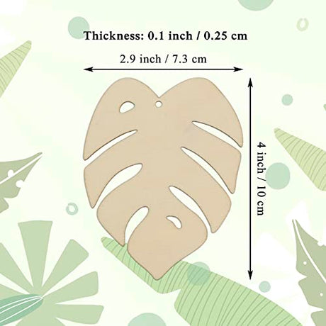 20pcs Turtle Leaf Wood Cutouts DIY Craft Blank Tropical Palm Leaf Unfinished Wood Gift Tags Ornaments for Wedding Birthday Summer Hawaii Luau Theme JANOU
