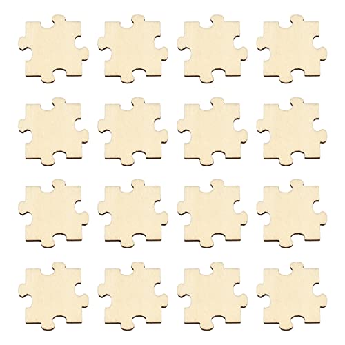 KitBeads 100pcs Random Blank Wooden Puzzle Pieces Laser Cut Unfinished Wood Ornaments Puzzle Shape Wooden Embellishments for Crafts Home Decorations KitBeads