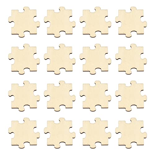 KitBeads 100pcs Random Blank Wooden Puzzle Pieces Laser Cut Unfinished Wood Ornaments Puzzle Shape Wooden Embellishments for Crafts Home Decorations