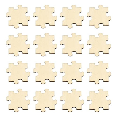 KitBeads 100pcs Random Blank Wooden Puzzle Pieces Laser Cut Unfinished Wood Ornaments Puzzle Shape Wooden Embellishments for Crafts Home Decorations KitBeads