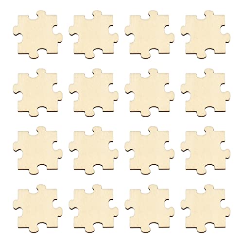 KitBeads 100pcs Random Blank Wooden Puzzle Pieces Laser Cut Unfinished Wood Ornaments Puzzle Shape Wooden Embellishments for Crafts Home Decorations - WoodArtSupply