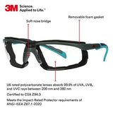 3M Safety Glasses, Solus 2000 Series, ANSI Z87, Scotchgard Anti-Fog Anti-Scratch, Clear Lens, Gray/Teal Frame, Removable Foam Gasket 3M
