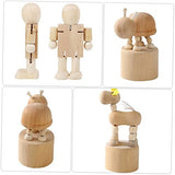 KONTONTY 9pcs Wooden DIY Animals Puppet Press Base Toys Wooden Matching Sheep Jungle Animals Wood Crafts Ornaments Children Wooden Giraffe Toy Mini KONTONTY