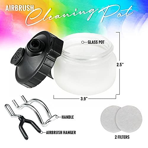 Airbrush Cleaner Kit With Brush Cleaner Solution - Ultimate Airbrush Cleaning Kit, Holder, and Pot for Efficient Cleaning of Airbrushes - Glass Clean Pixiss