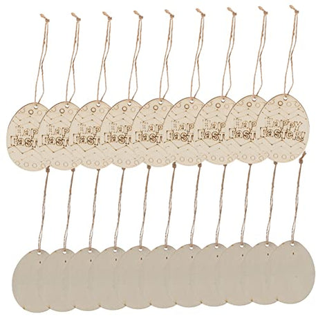 Operitacx 20pcs Easter Wood Chips Wood Easter Egg Ornaments Unfinished Wood Shape Easter Wood Discs DIY Easter Ornaments Wooden Egg Slices Easter Operitacx