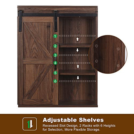 Rustown Rustic Farmhouse Wall Storage Cabinet with Sliding Barn Door RUSTOWN