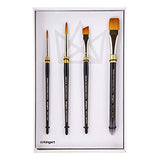 KINGART Original Gold Series Premium Golden Taklon Multimedia Artist Brushes, Painting Tools for Oil, Acrylic, Watercolor and Gouache, Gift Box, Set KINGART